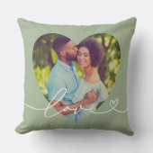 Liefde in Script Groene Aangepaste Hartvormige Fot Kussen (Voorkant)