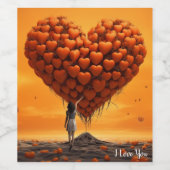 Liefde in sinaasappel: Valentijn Wijnlabel Wijn Etiket (Enkel label)