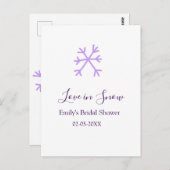 Liefde in sneeuw bruidsfeest paarse sneeuwvlokken  briefkaart (Voorkant / Achterkant)