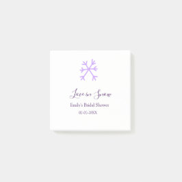 Liefde in sneeuw bruidsfeest paarse sneeuwvlokken  post-it® notes