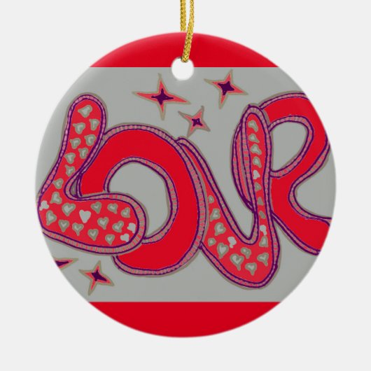 Liefde in stijl van de jaren '60 keramisch ornament (Voorkant)