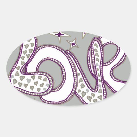 Liefde in stijl van de jaren '60 ovale sticker (Voorkant)