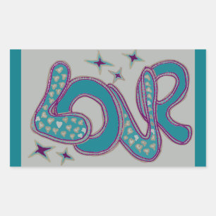 Liefde in stijl van de jaren '60 rechthoekige sticker