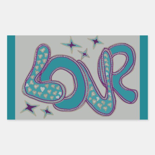 Liefde in stijl van de jaren '60 rechthoekige sticker (Voorkant)