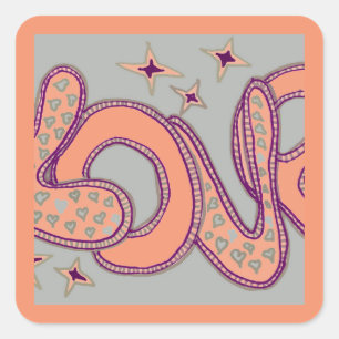 Liefde in stijl van de jaren '60 vierkante sticker