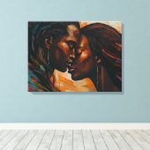 Liefde in tinten van bruin Abstract Liefhebbers Ku Canvas Afdruk (Insitu (Houten vloer))
