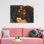 Liefde in tinten van bruin Abstract Liefhebbers Ku Canvas Afdruk (Insitu (Woonkamer))