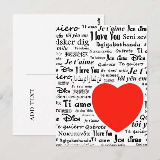 Liefde in veel talen briefkaart (Voorkant / Achterkant)