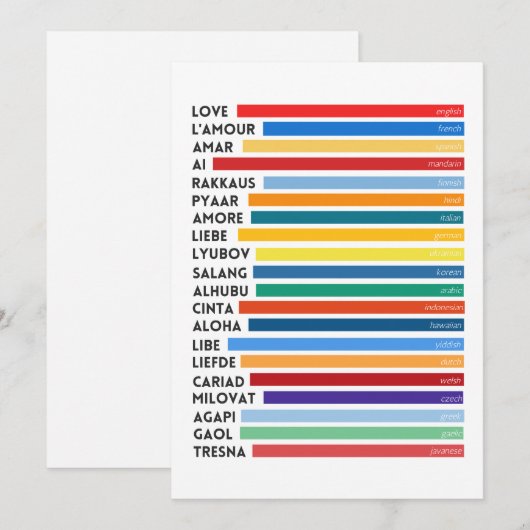 LIEFDE IN VEEL TALEN FEESTDAGENKAART (Voorkant / Achterkant)