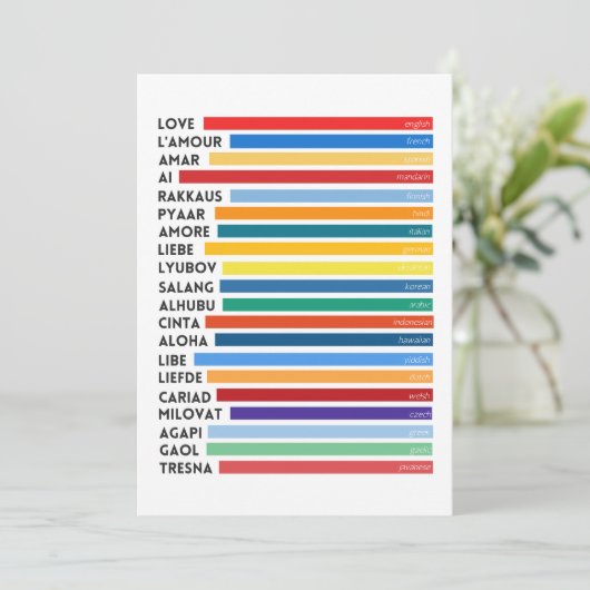 LIEFDE IN VEEL TALEN FEESTDAGENKAART (Staand voorkant)