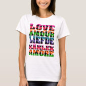 Liefde in veel talen Neon harten T-shirt (Voorkant)