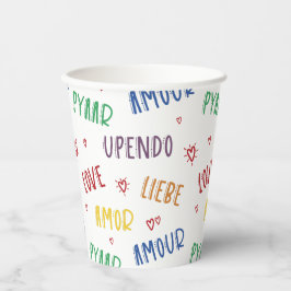 Liefde in veel talen Regenboog Pride 8oz papieren Bekers