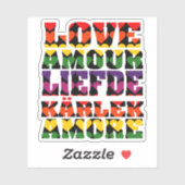 Liefde in vele talen Harten Rainbow Dark Sticker (Vel)