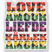 Liefde in vele talen Harten Rainbow Dark Sticker (Voorkant)