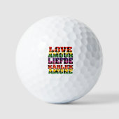 Liefde in vele talen Harten Regenboog Golfballen (Voorkant)