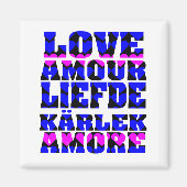 Liefde in vele talen Roze Blauwe harten Magneet (Voorkant)