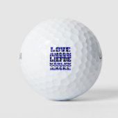 Liefde in verschillende talen Blauw Hartpatroon Golfballen (Voorkant)