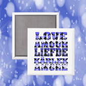 Liefde in verschillende talen Blauwe harten Magneet