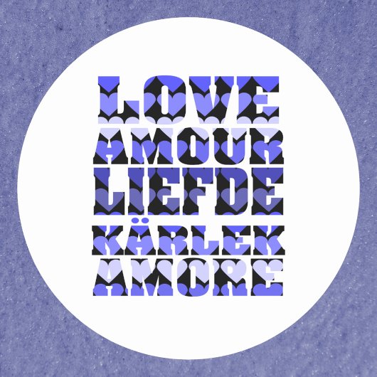 Liefde in verschillende talen Blauwe harten Ronde Sticker