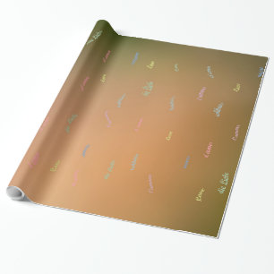 Liefde in verschillende talen bruin cadeaupapier