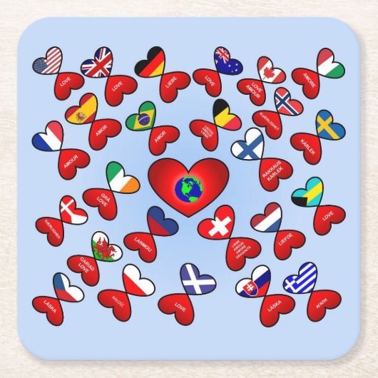 Liefde in verschillende talen over de hele wereld kartonnen onderzetters (Voorkant)