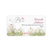 Liefde in volle bloei bloem boog bruidsfeest adres etiket (Voorkant)