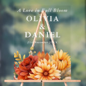 Liefde in volle bloei | Floral Fall Wedding Welkom Acryl Bord (Neutraal)