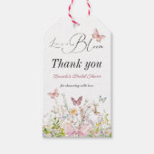 Liefde in volle bloei Roze Strik Bruidsbruiloft Cadeaulabel (Voorkant)