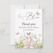 Liefde in volle bloei Roze strik Bruiloft Feest Bedankkaart (Voorkant)