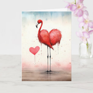 Liefde in volle veer Valentijn Flamingo Kaart