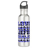 Liefde in vreemde talen Harten Blauw Waterfles (Voorkant)