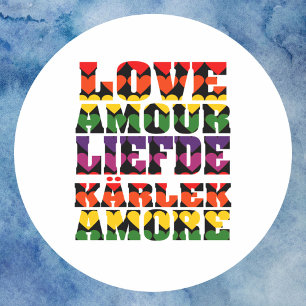 Liefde in vreemde talen Hearts Rainbow Ronde Sticker