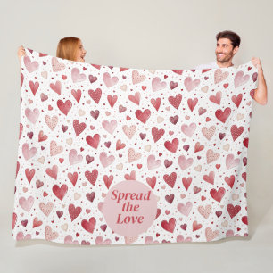 Liefde in Waterverf - grillig hartpatroon Fleece Deken