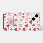 Liefde in Waterverf - grillig hartpatroon iPhone Hoesje (Achterkant horizontaal)