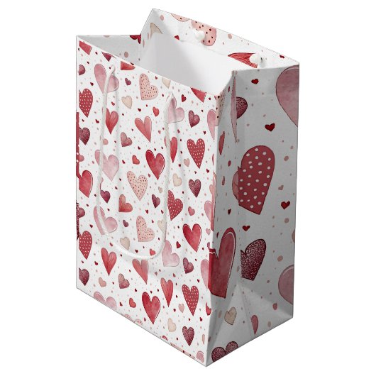 Liefde in Waterverf - grillig hartpatroon Medium Cadeauzakje (Voorkant Gekanteld)