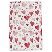 Liefde in Waterverf - grillig hartpatroon Medium Cadeauzakje (Voorkant)