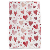 Liefde in Waterverf - grillig hartpatroon Medium Cadeauzakje (Achterkant)