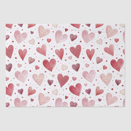 Liefde in Waterverf - grillig hartpatroon Tissuepapier (Voorkant)