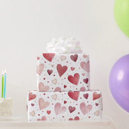 Liefde in waterverf - Whimsisch hartpatroon Cadeaupapier