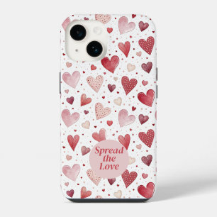 Liefde in waterverf - Whimsisch hartpatroon iPhone 14 Hoesje
