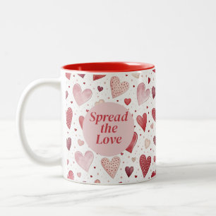 Liefde in waterverf - Whimsisch hartpatroon Tweekleurige Koffiemok
