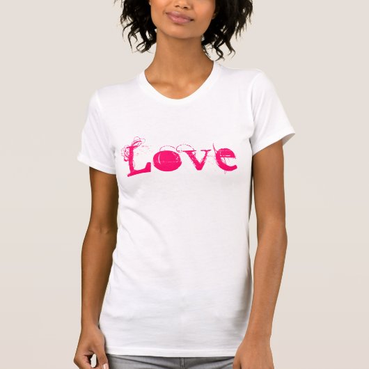 Liefde in wit roze en blauw t-shirt (Voorkant)
