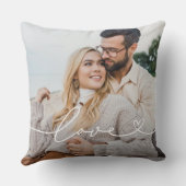 Liefde in wit schrift met hart aangepaste foto kussen (Achterkant)