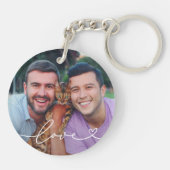 Liefde in wit schrift met hart aangepaste foto sleutelhanger (Achterkant)