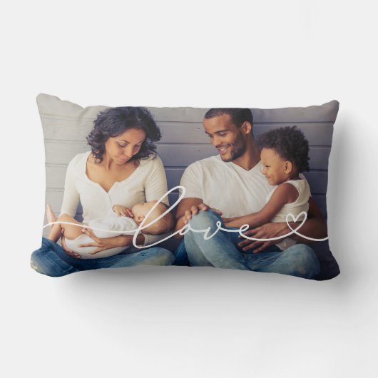 Liefde in witboek met aangepaste hartfoto kussen (Voorkant)