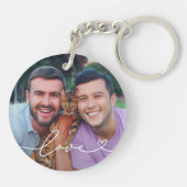 Liefde in witboek met aangepaste hartfoto sleutelhanger (Achterkant)