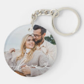 Liefde in witte script met hart aangepaste foto sleutelhanger (Achterkant)