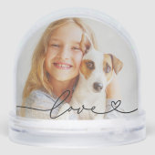 Liefde in zwart schrift Hart Foto Sneeuwbol (Achterkant)