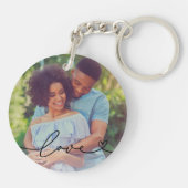 Liefde in zwart schrift met hart aangepaste foto sleutelhanger (Achterkant)