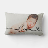 Liefde in zwart script met aangepaste hartfoto kussen (Achterkant)
